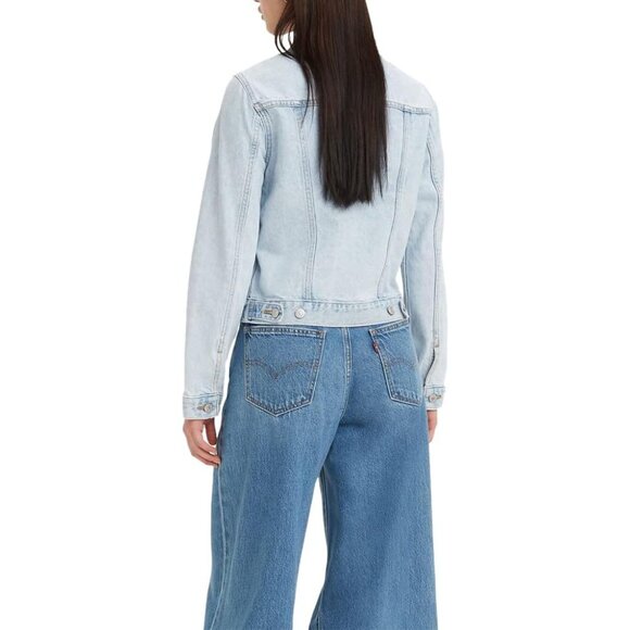 Brand New women Blue  Cotton Trucker Jean Jacket Classic Fit Casual Outerwear - Picture 2 of 3